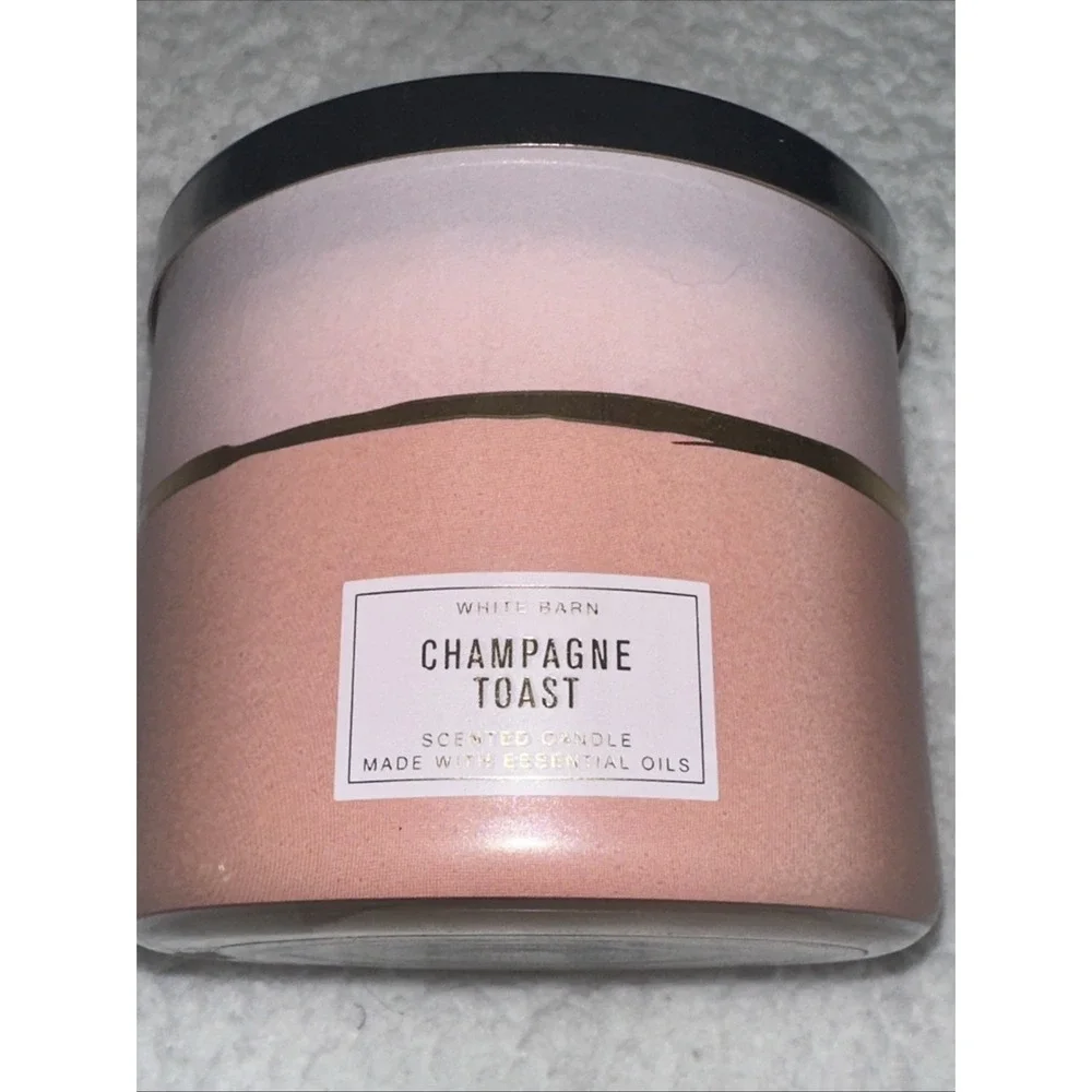 White Barn Bath & Body Works Champagne Toast 3-Wick Scented Candle 14.5oz Pink